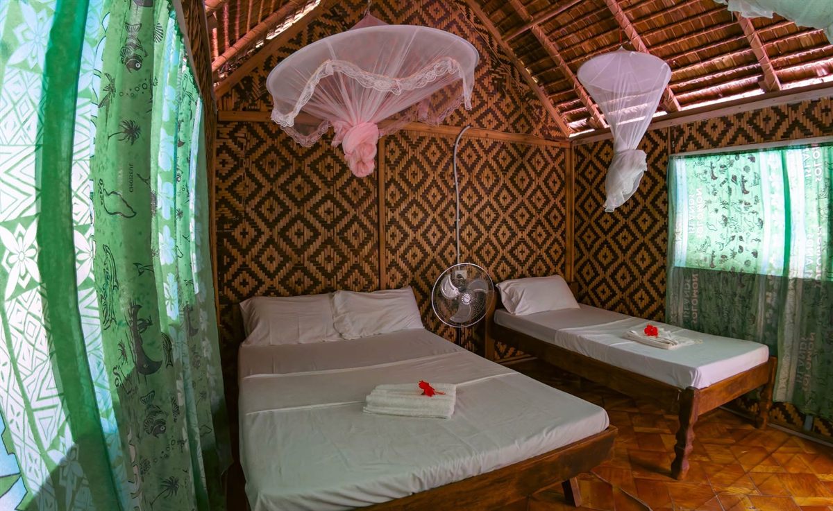 Inside a twin bungalow at Nugu Beach Resort