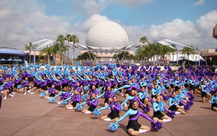 Young dancers on stage at a Disney performance venue