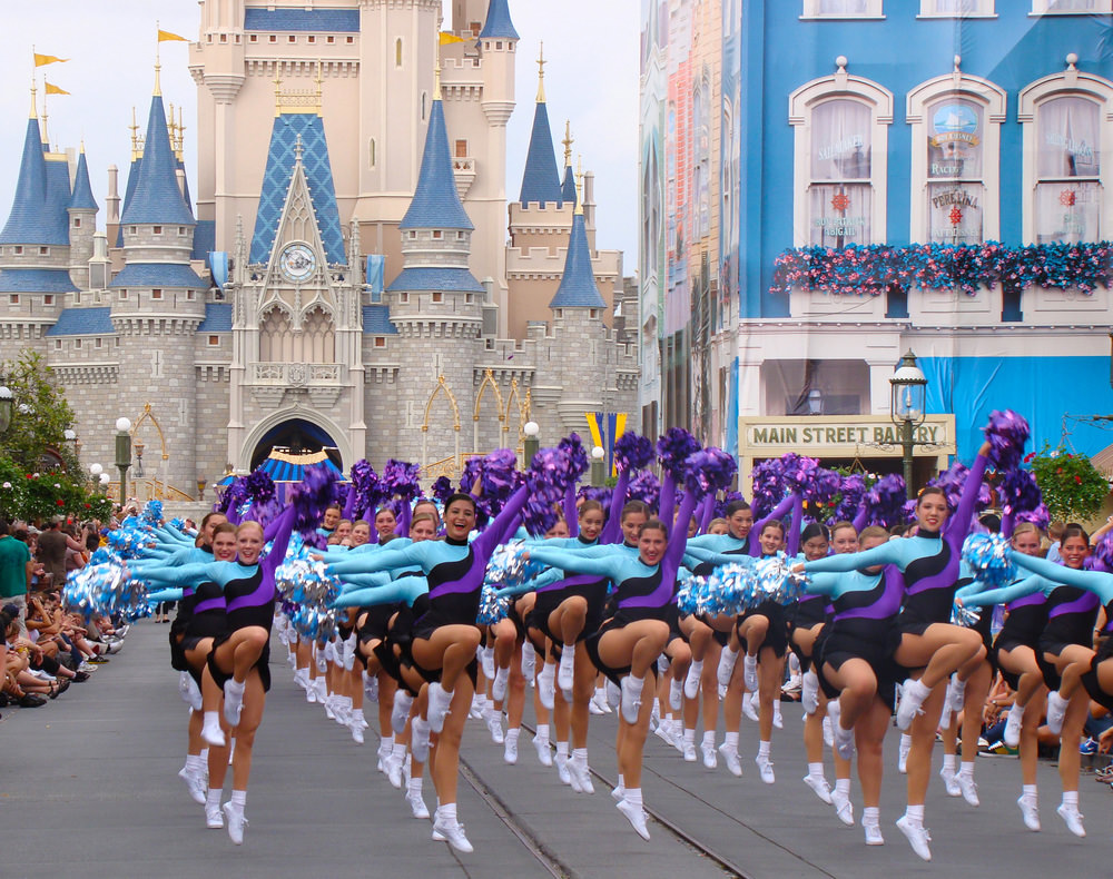 Dancers on the Disney parade route