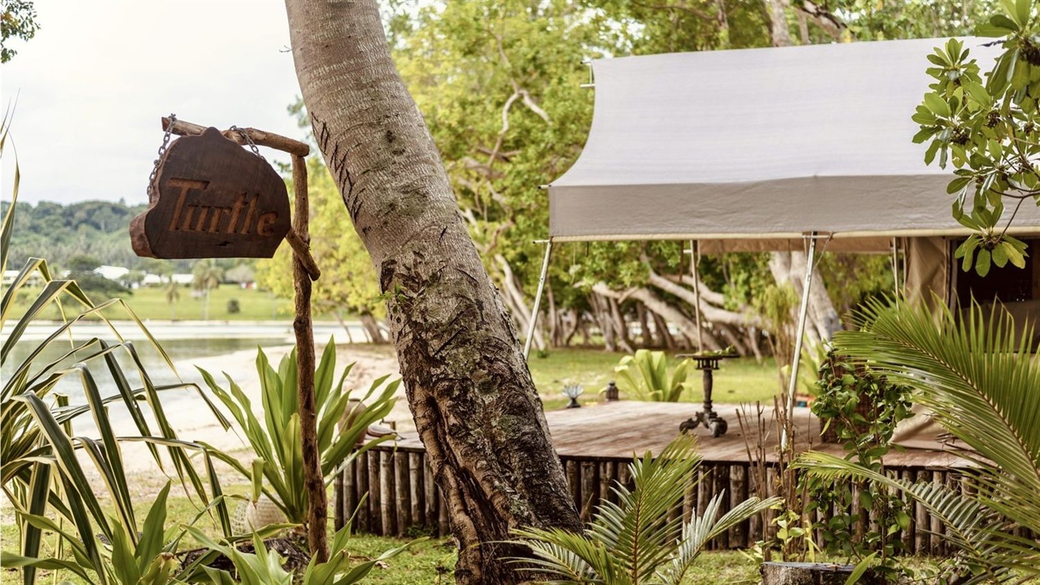 Beachfront glamping marquee at Ratua Private Island, Vanuatu